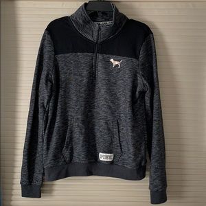 Black and Gray PINK 1/4 zip pullover sweatshirt